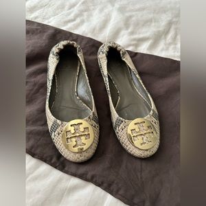 Tory Burch snake skin riva flats
